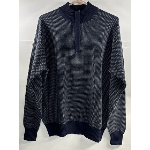 Peter Millar Men’s Extra Fine Merino Wool Golf Quarter Zip Sweater Navy Blue Med - Picture 1 of 11